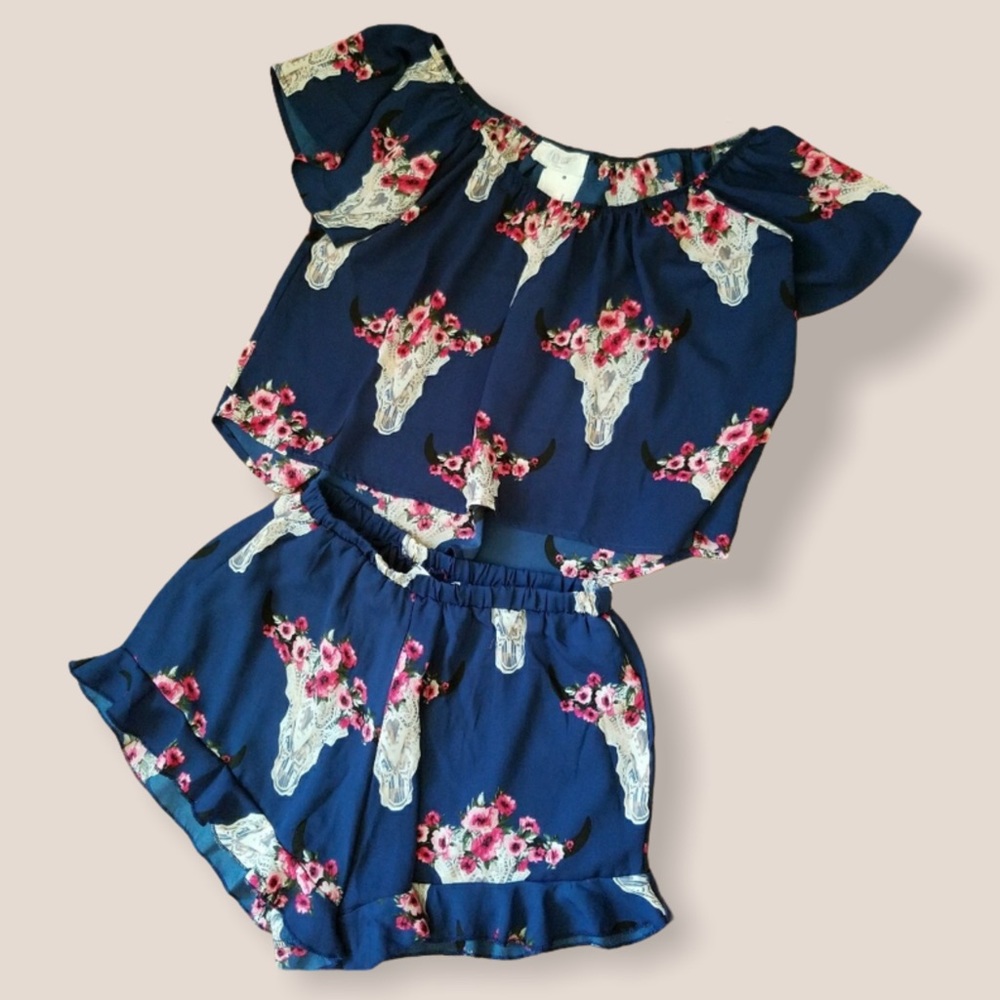 2pc PEACH LOVE Desert Skull Ruffle Set! - Picture 3 of 15
